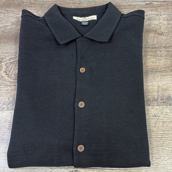 Tommy Bahama  Short Sleeve Micro Ribbed Silk Blend Casual Button Down Shirt L - Picture 1 of 9